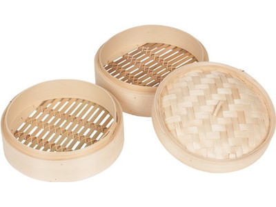 Vaporera de Bambú de 4 Niveles para Bao Bun