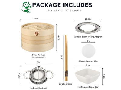 Vaporeras de Aluminio para Cocinar Cesta de Vapor de Bambú