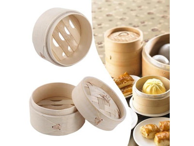 Vaporeras de Bambú para Dim Sum y Momo Grandes