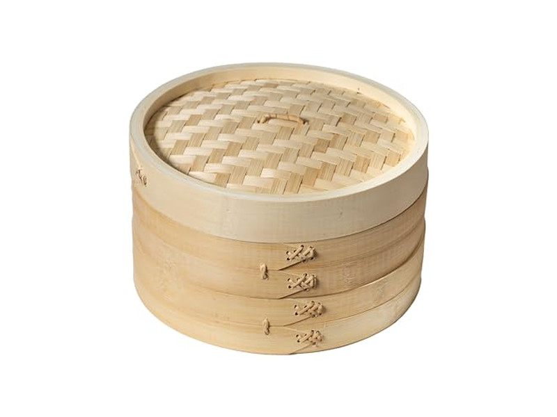 Cocina Dim Sum con Vaporera de Bambú China
